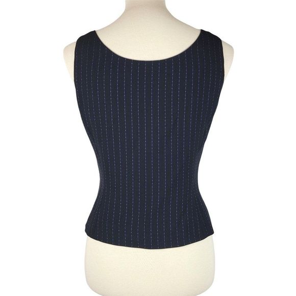 Tahari Black Purple Stripe Single Breasted Two Button Tank Top Blazer Set Size 4 - Picture 10 of 15